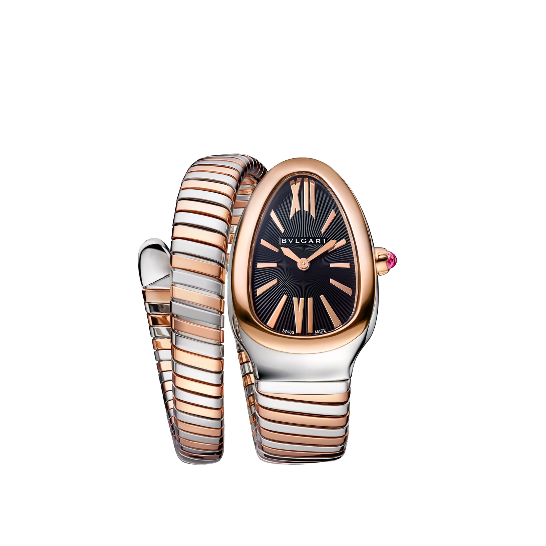 Bvlgari 2024 Black Serpenti Tubogas 102123 18k Rose Gold  Stainless Steel Quartz Womens Watch 35 mm