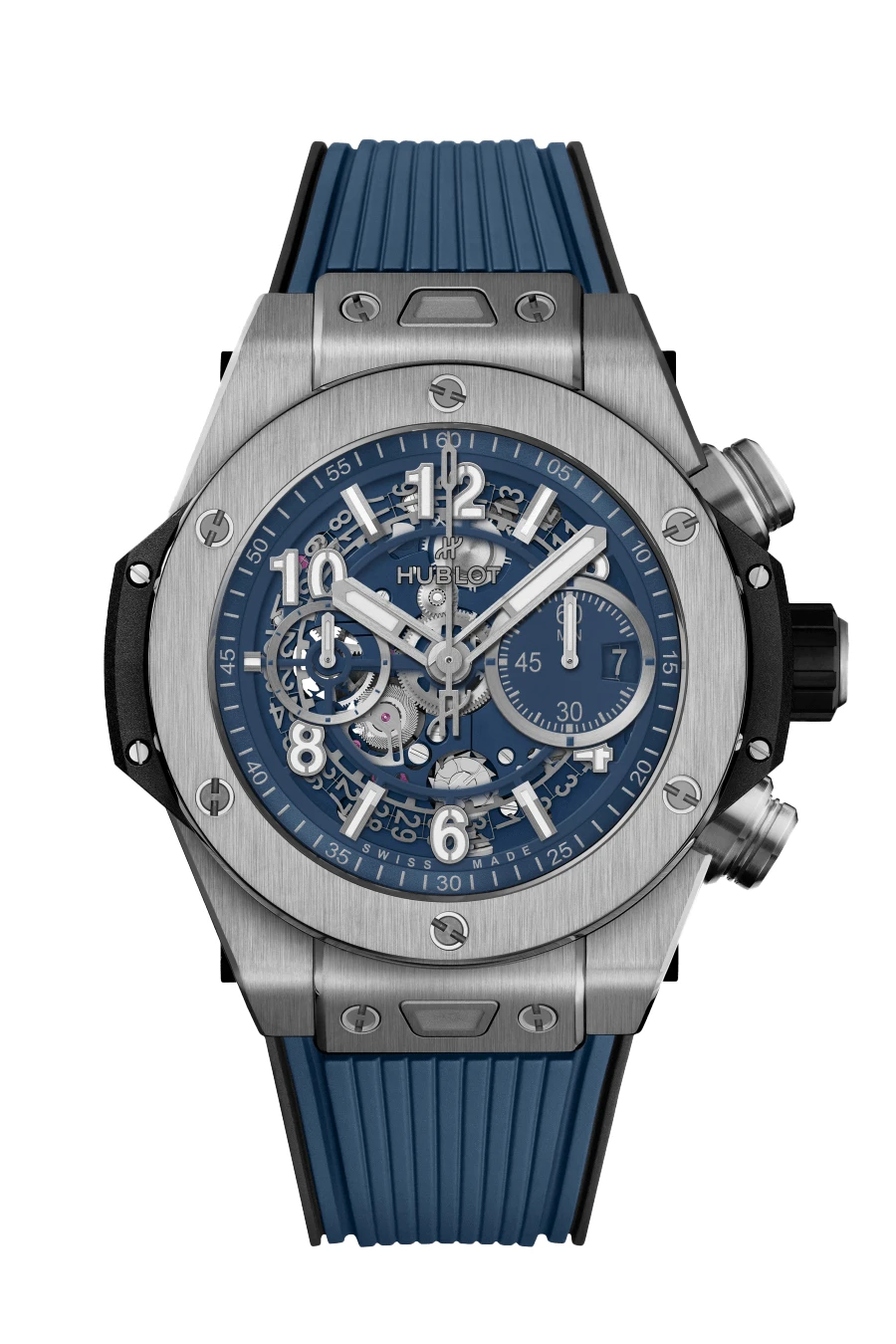Hublot 2024 Blue Big Bang Unico 421.NX. 5170.RX Titanium  Rubber Automatic Mens Wristwatch 44 mm