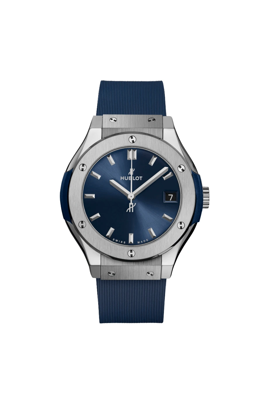 Hublot 2024 Blue Classic Fusion 581.NX. 7170.RX Titanium  Rubber Automatic Mens Wristwatch 33 mm