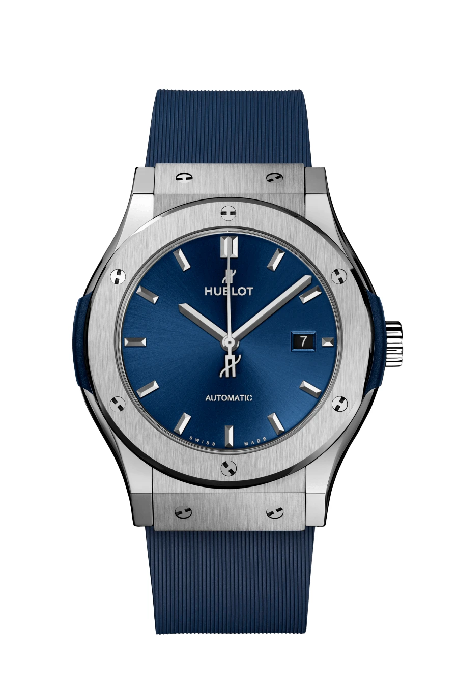 Hublot 2024 Blue Classic Fusion 542.NX. 7170.RX Titanium  Rubber Automatic Mens Wristwatch 42 mm