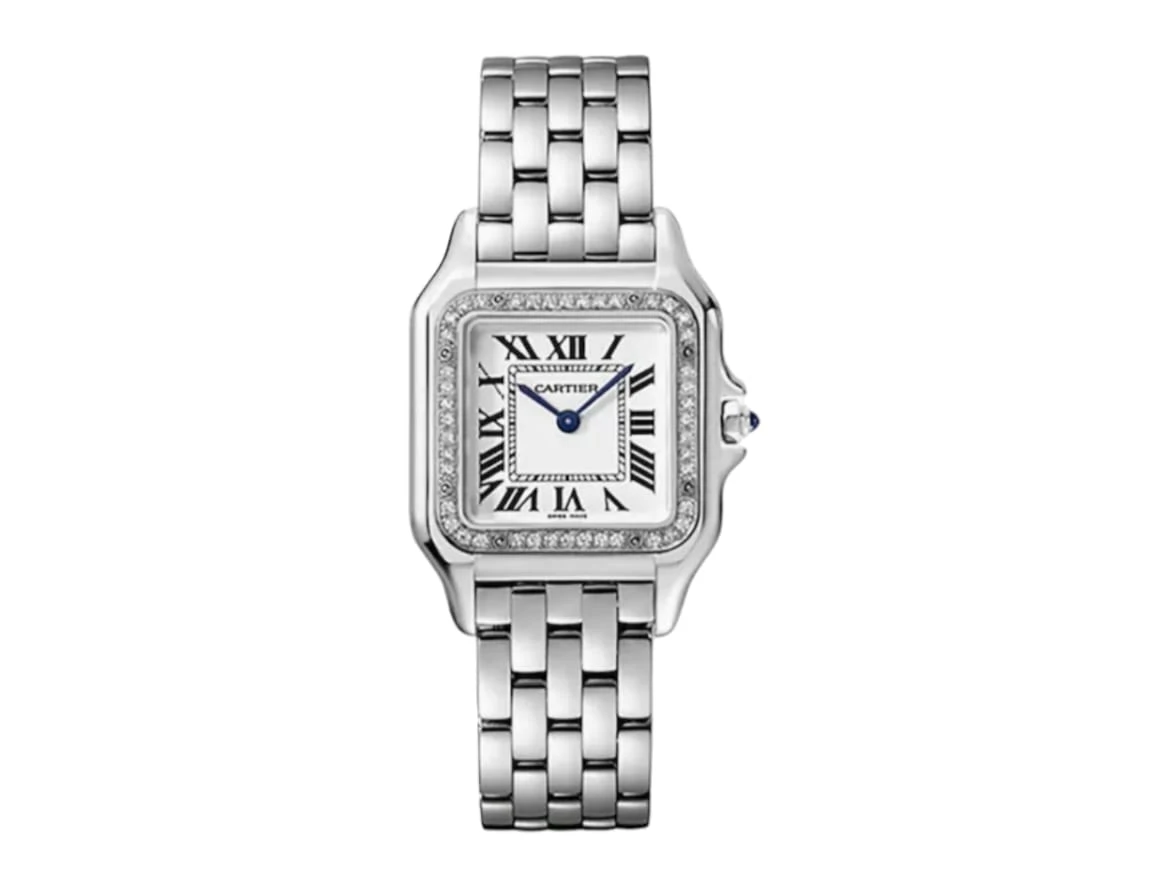 Cartier 2024 Panthère de Cartier W4PN0008 Stainless Steel Diamond White Quartz 27mm Dial Medium Womens Watch