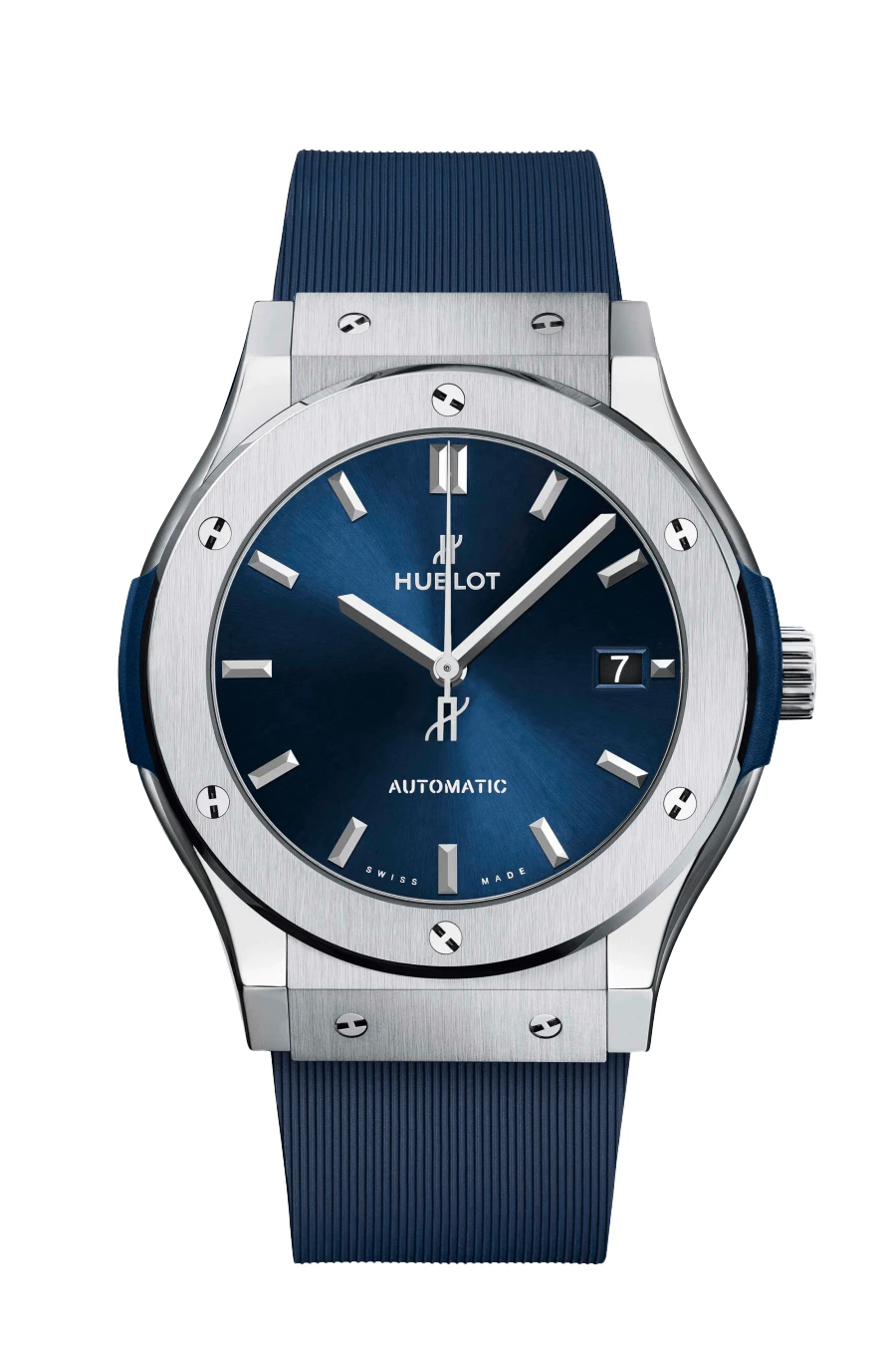 Hublot 2024 Blue Classic Fusion 511.NX. 7170.RX Titanium  Rubber Automatic Mens Wristwatch 45 mm