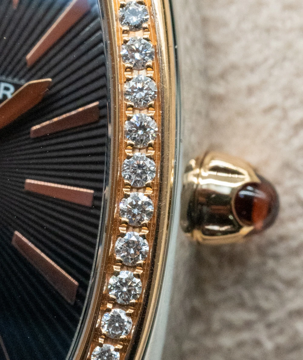 Bvlgari Serpenti 35mm Black Dial 18K Yellow Gold and Stainless Steel Tubogas Womens Wristwatch with Diamond Encrusted Bezel