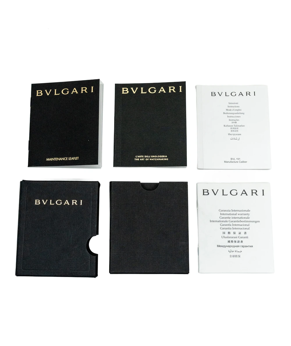 Bvlgari Serpenti 35mm Black Dial 18K Yellow Gold and Stainless Steel Tubogas Womens Wristwatch with Diamond Encrusted Bezel