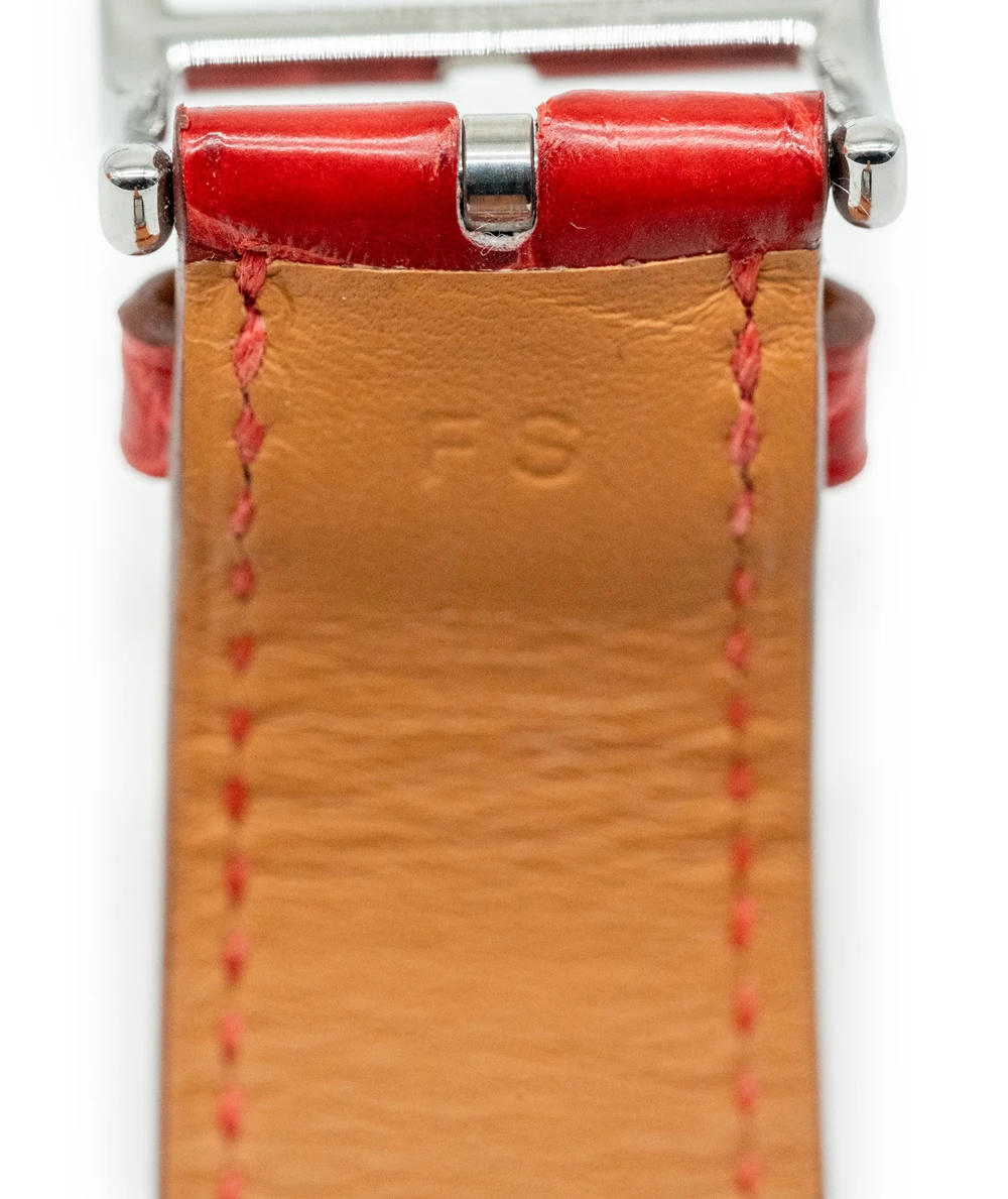 Hermes 30mm Mother of pearl Stainless Steel Diamond Alligator Heure H Medium Womens Watch