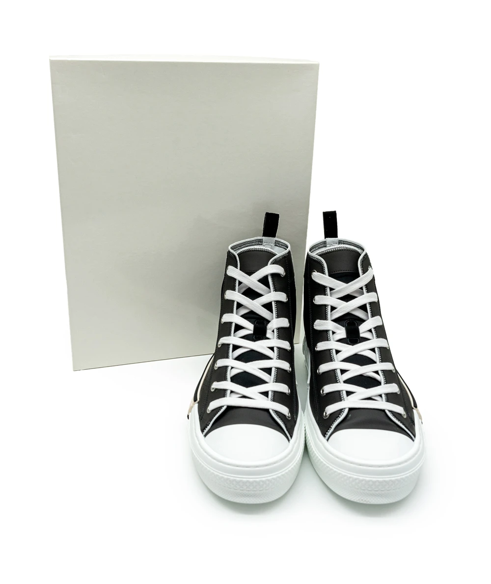 Dior Size 44 Black Nylon and Leather B23 High Top Sneakers