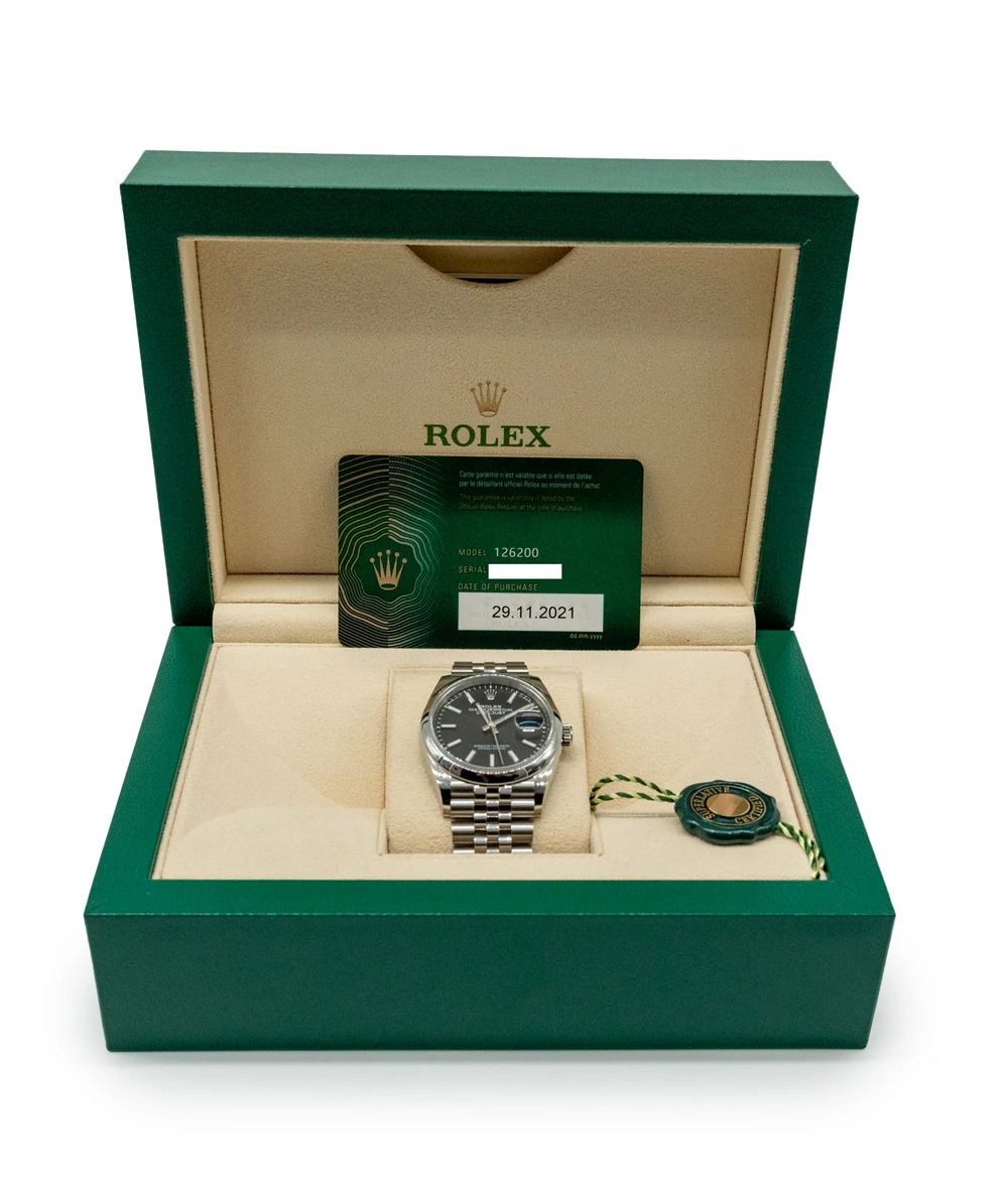 Rolex 2021 Datejust 126200 Black Dial Stainless Steel Automatic Mens Wristwatch 36mm