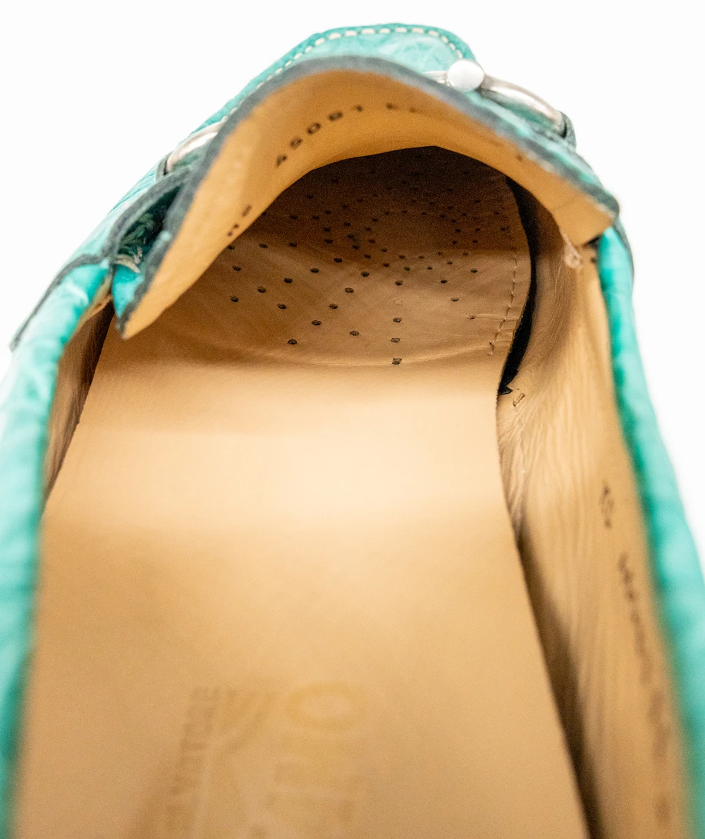 Salvatore Ferragamo Teal Croc Embossed Leather Parigi Loafers Size 42.5