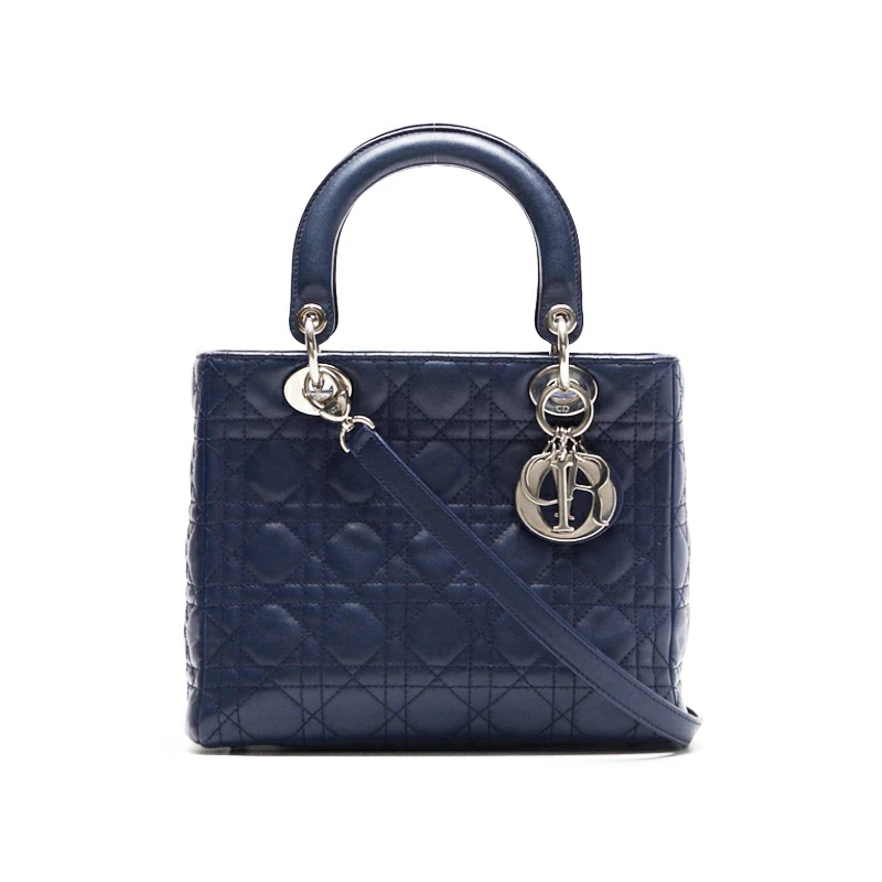 Christian Dior Lady Dior medium Navy color Cannage Lambskin