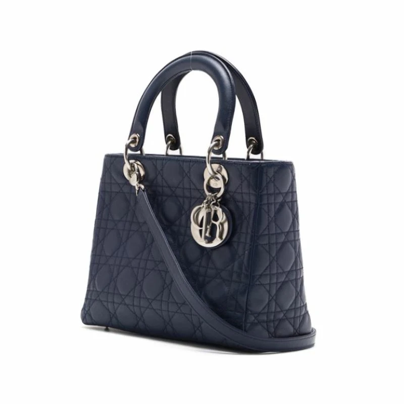 Christian Dior Lady Dior medium Navy color Cannage Lambskin