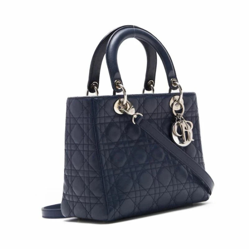 Christian Dior Lady Dior medium Navy color Cannage Lambskin