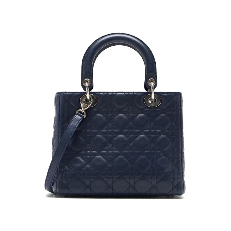 Christian Dior Lady Dior medium Navy color Cannage Lambskin