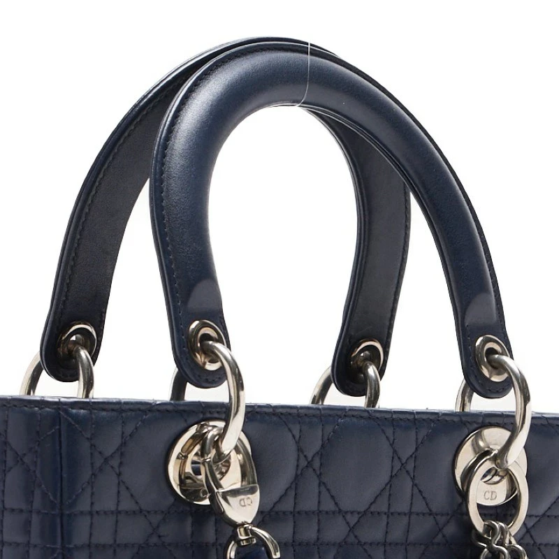 Christian Dior Lady Dior medium Navy color Cannage Lambskin