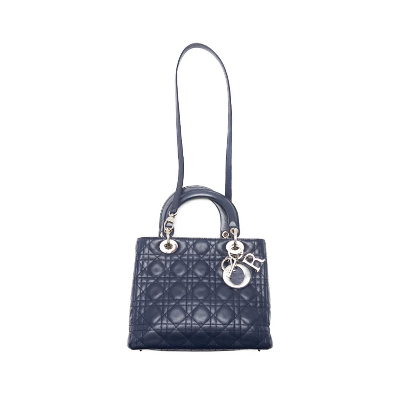 Christian Dior Lady Dior medium Navy color Cannage Lambskin