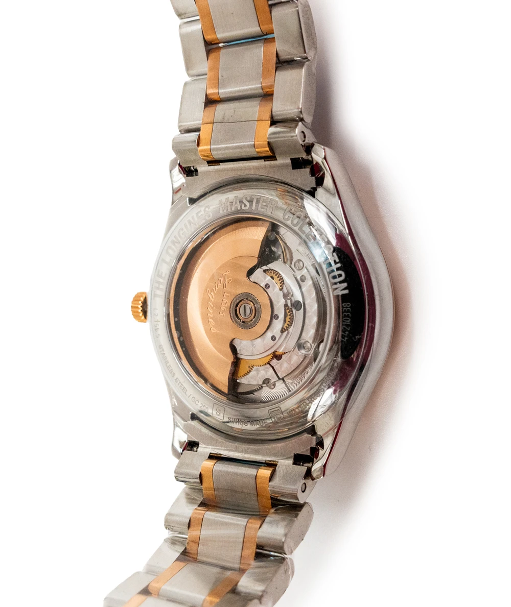 Longines Master Collection L2.755.5.79.7 Automatic Stainless Steel and 18k Rose Gold Silver Dial Mens Watch 38.5mm Swiss Movement