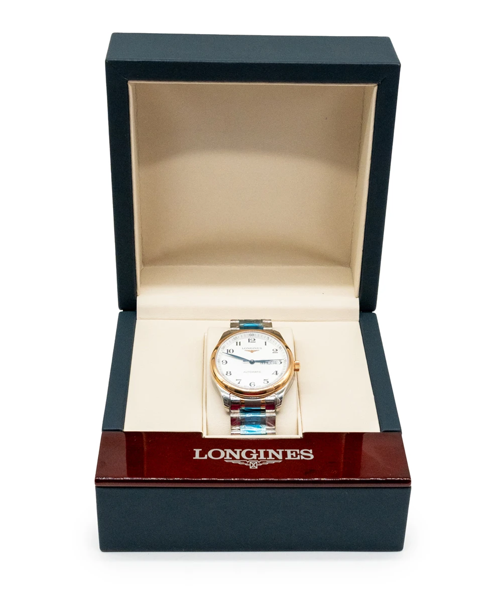 Longines Master Collection L2.755.5.79.7 Automatic Stainless Steel and 18k Rose Gold Silver Dial Mens Watch 38.5mm Swiss Movement