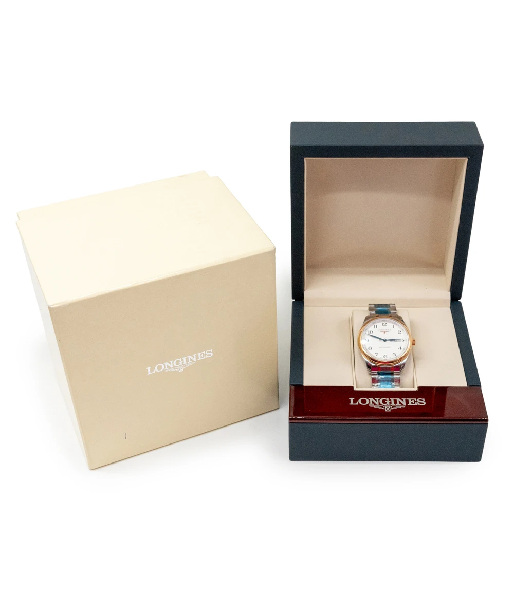 Longines Master Collection L2.755.5.79.7 Automatic Stainless Steel and 18k Rose Gold Silver Dial Mens Watch 38.5mm Swiss Movement