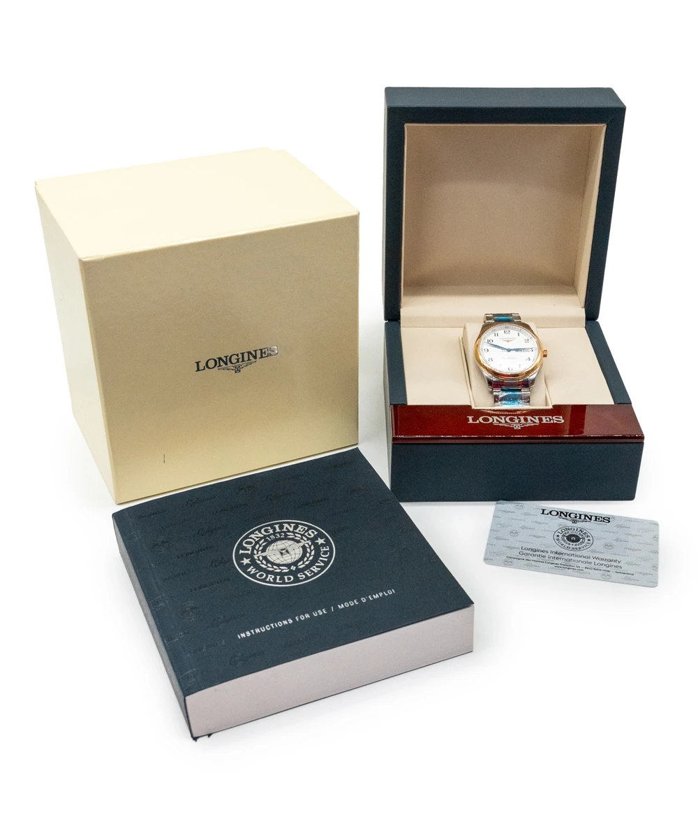 Longines Master Collection L2.755.5.79.7 Automatic Stainless Steel and 18k Rose Gold Silver Dial Mens Watch 38.5mm Swiss Movement