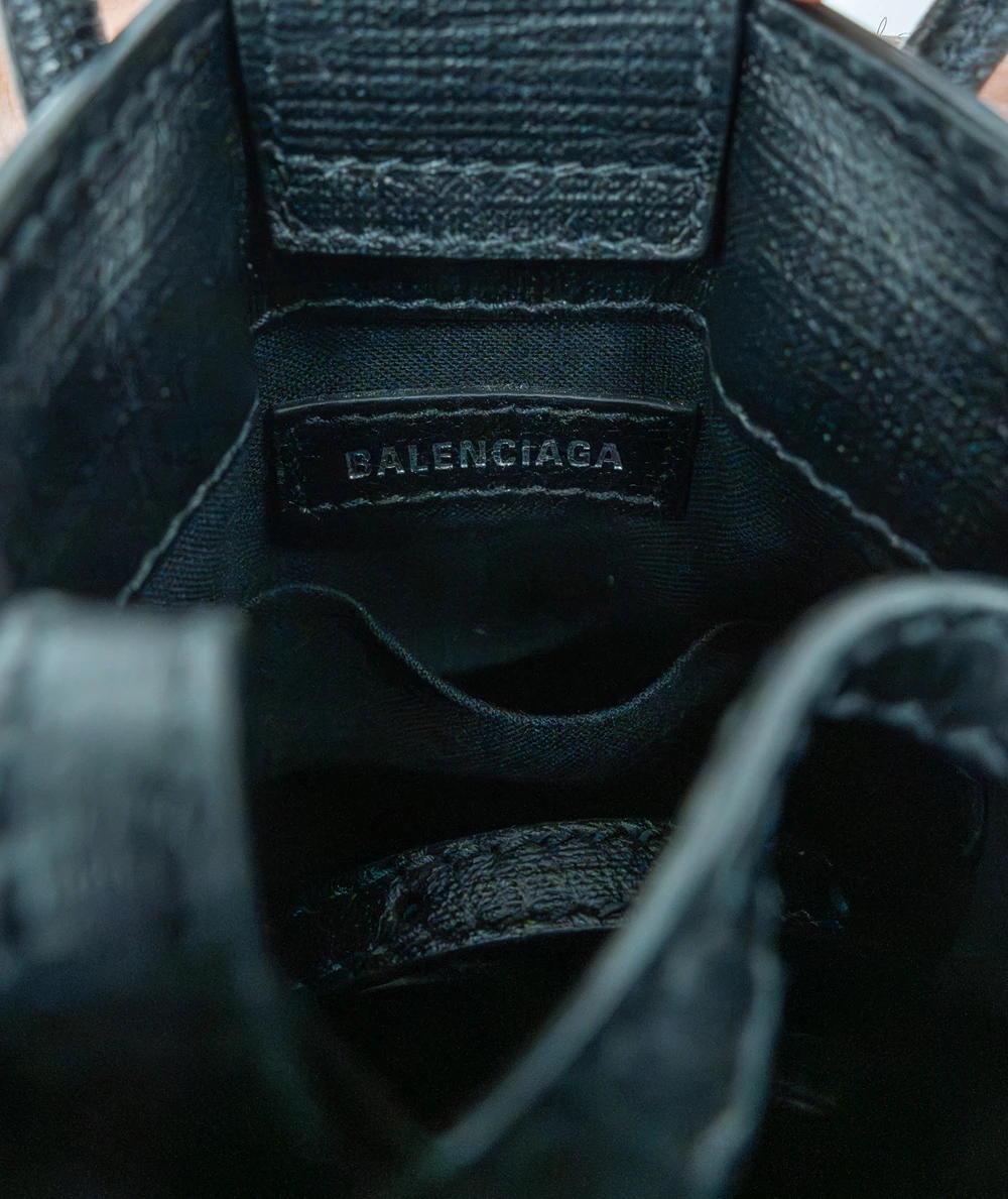 Balenciaga Black Leather Phone Holder Crossbody Bag