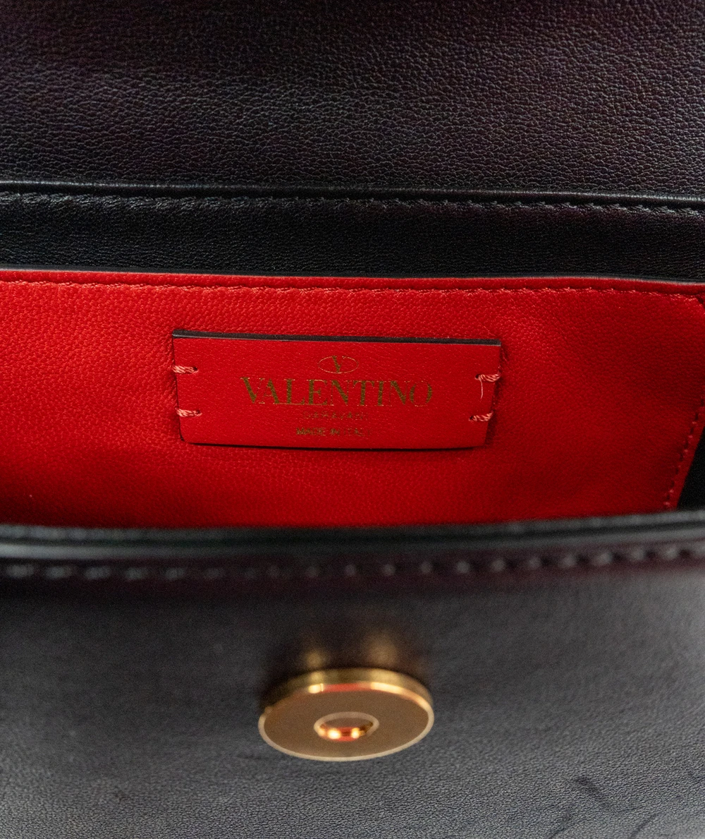 Valentino Garavani Black Calfskin Small Supervee Crossbody Bag