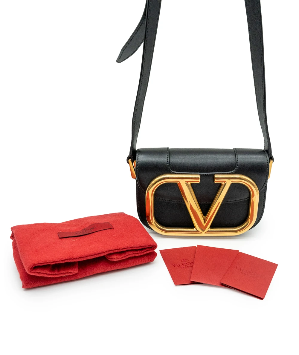 Valentino Garavani Black Calfskin Small Supervee Crossbody Bag