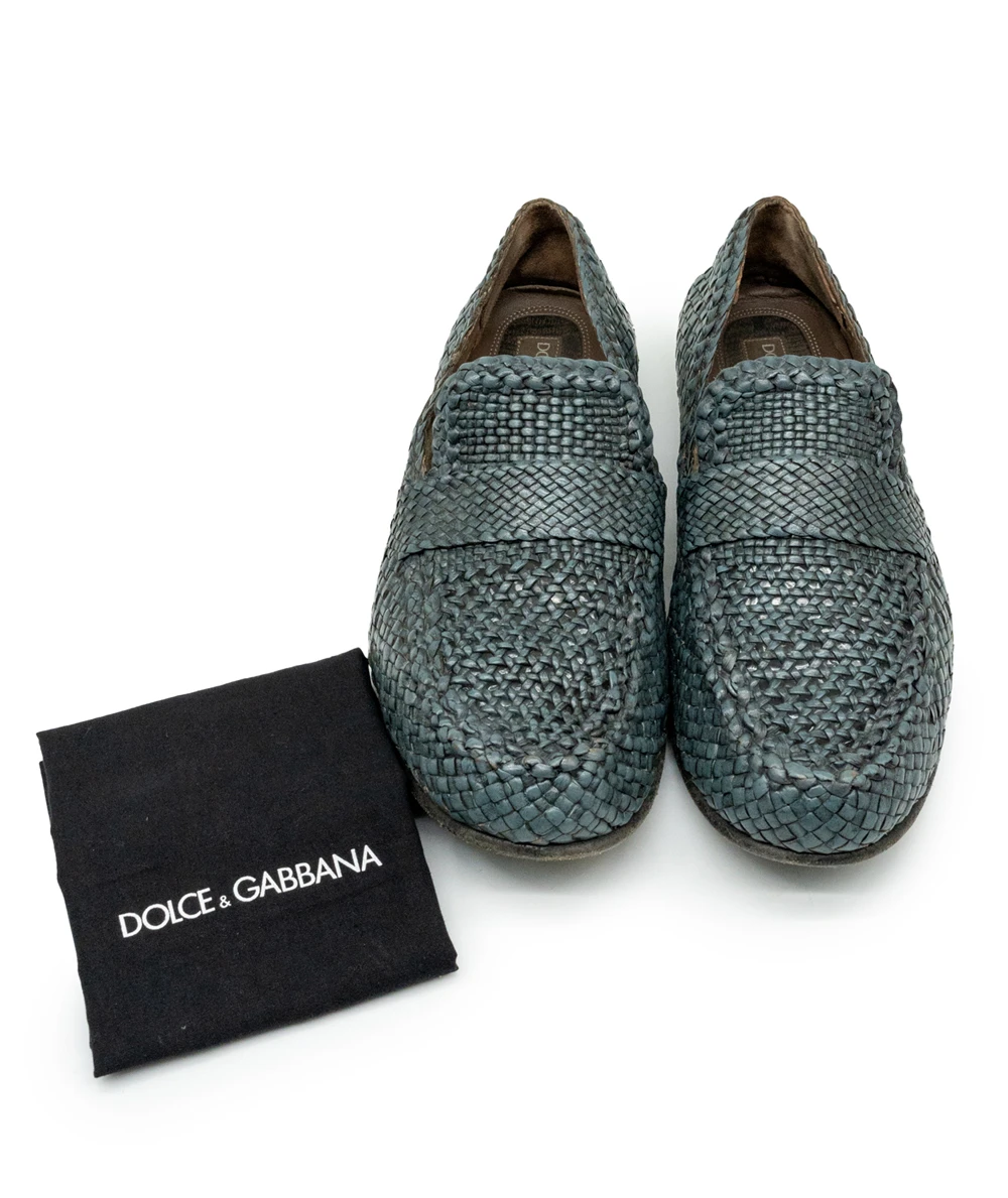 Dolce and Gabbana Woven Mens Loafers in Grey Size 43