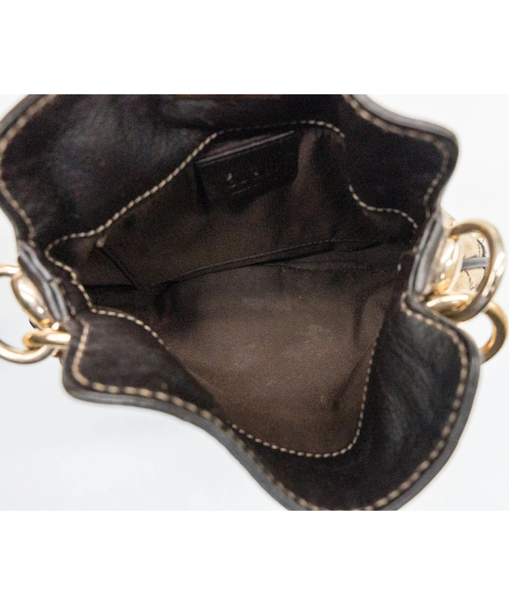 Gucci Monogram Canvas and Leather Mini Indy Top Handle Hobo Bag in Brown and Beige