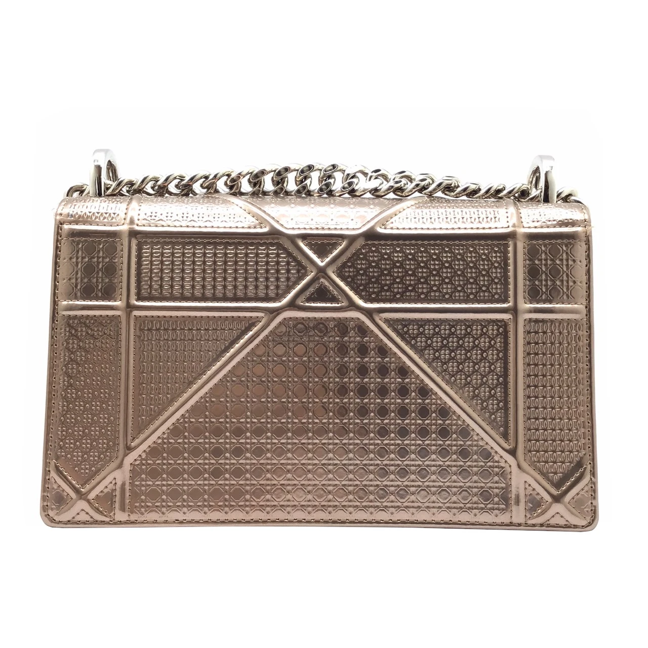 Dior Metallic Rose Gold Micro Cannage Patent Leather Medium Diorama Shoulder Bag