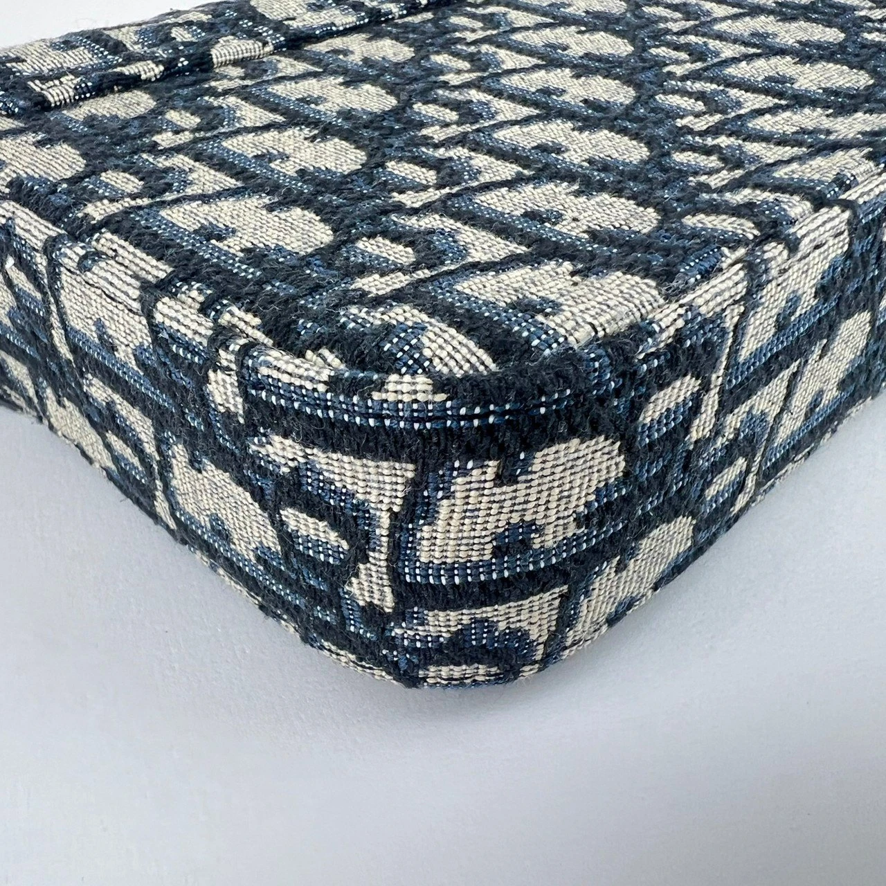 Dior Saddle Wallet on Chain in Blue Dior Oblique Jacquard