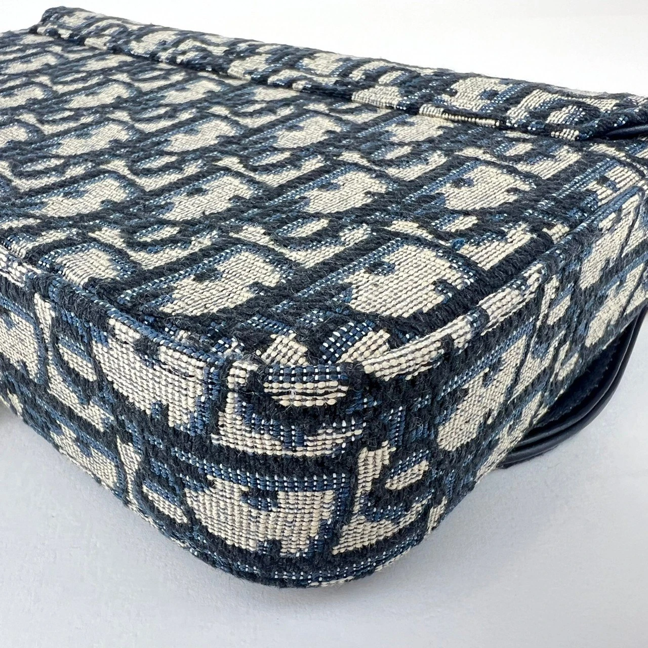 Dior Saddle Wallet on Chain in Blue Dior Oblique Jacquard