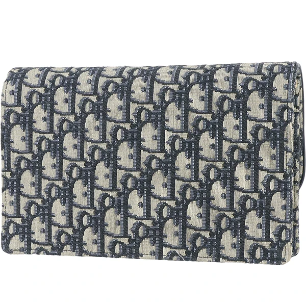 Dior Saddle Wallet on Chain in Blue Dior Oblique Jacquard