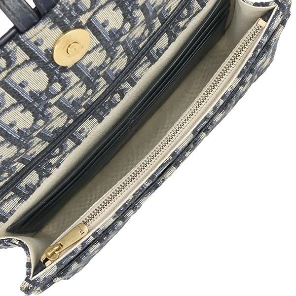 Dior Saddle Wallet on Chain in Blue Dior Oblique Jacquard