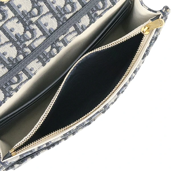 Dior Saddle Wallet on Chain in Blue Dior Oblique Jacquard