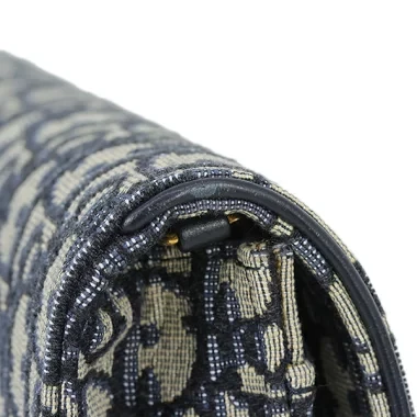 Dior Saddle Wallet on Chain in Blue Dior Oblique Jacquard