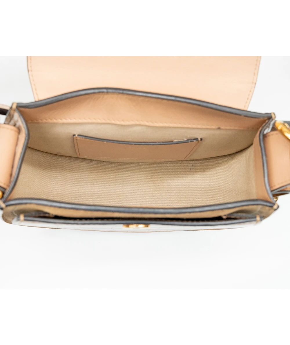 Chloe Tess Small Croc Embossed Leather Crossbody bag In Woodrose / Tan Color