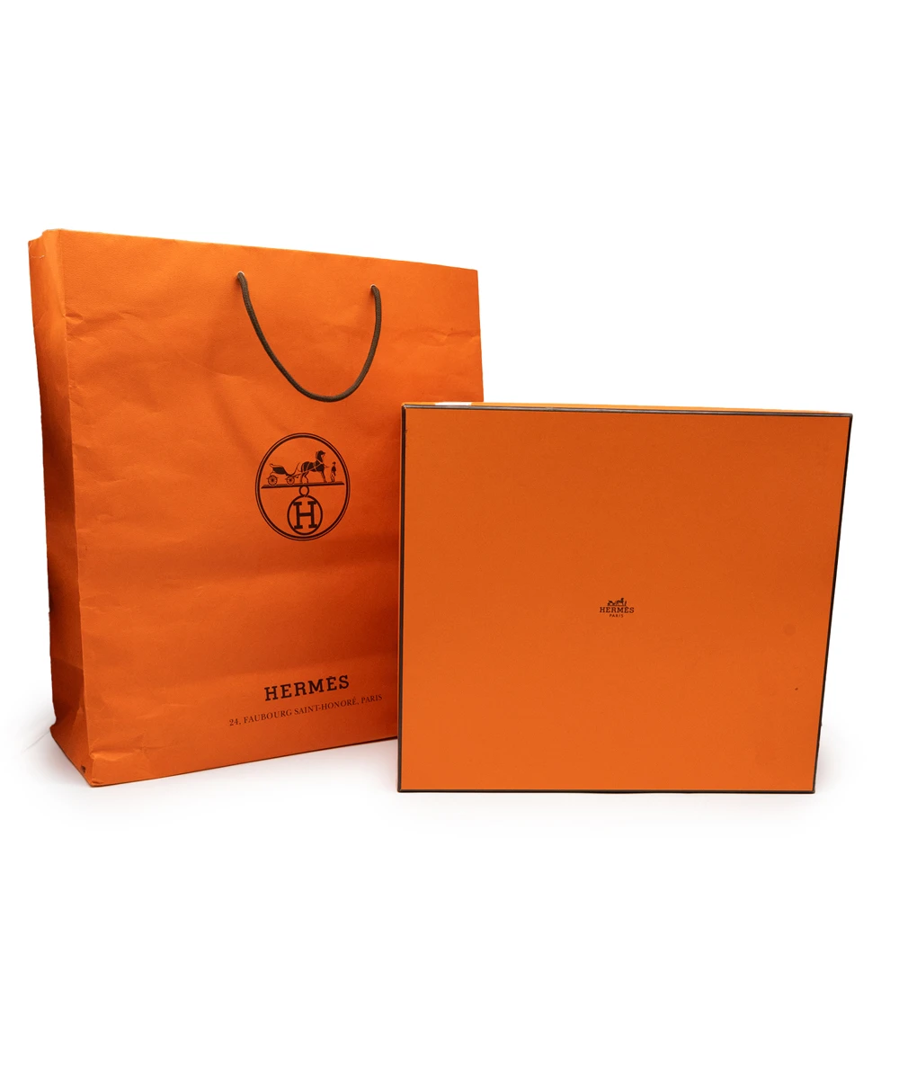 Hermes 2023 (Stamp B) Bicolor Orange Canvas and Biscuit Negonda Leather Garden Party Size 30 TPM Bag with Palladium Hardware