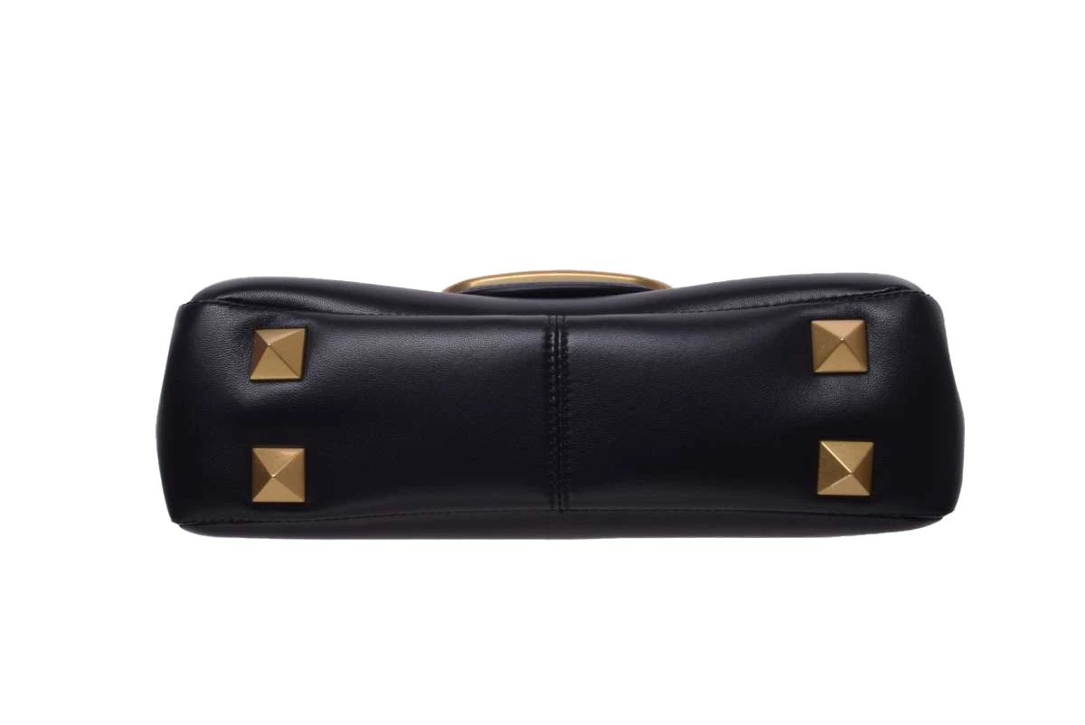 Valentino Black Leather VLogo Sign Shoulder Bag