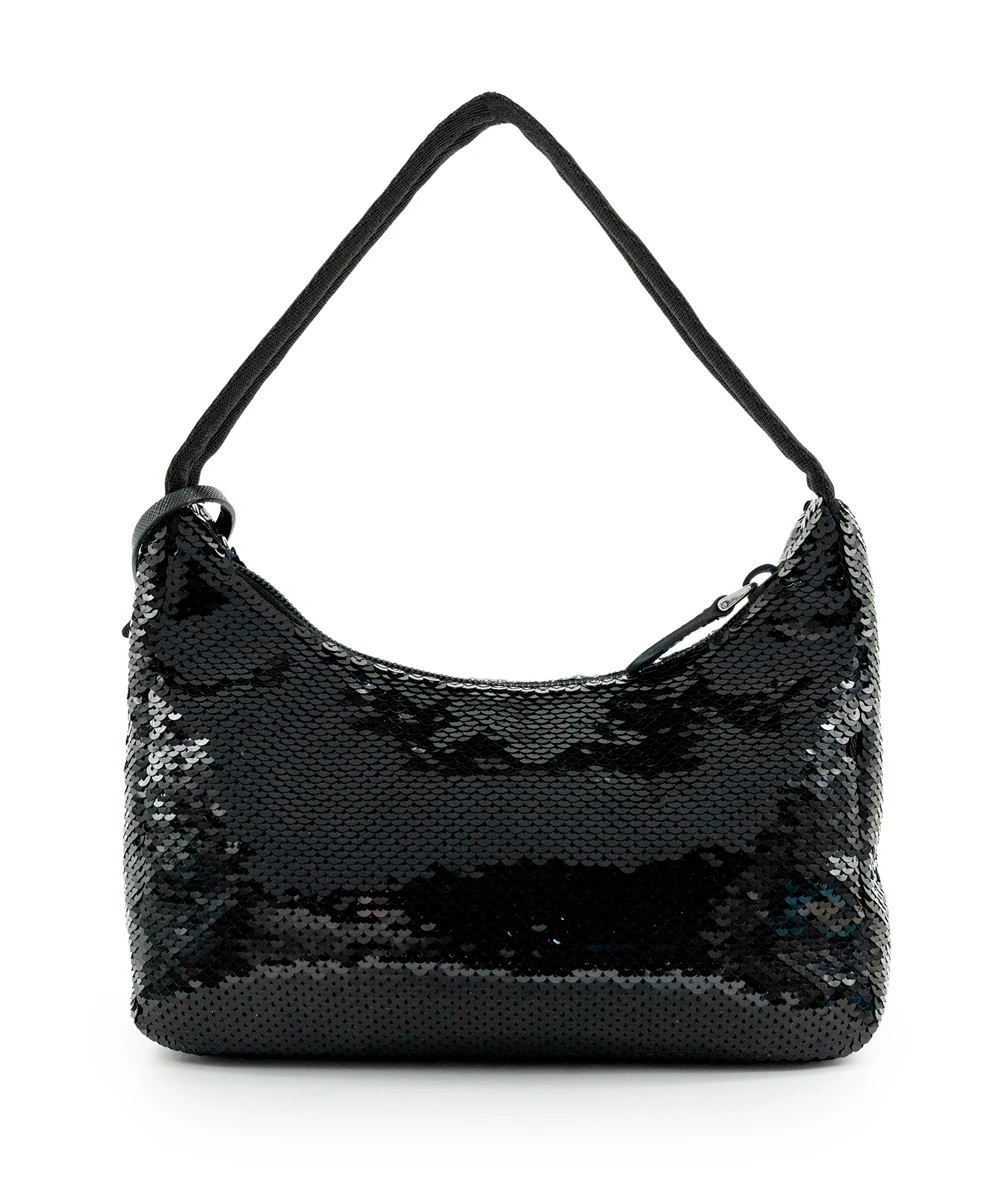 Prada Black  White Re-Edition 2000 Sequinned Mini Shoulder Bag