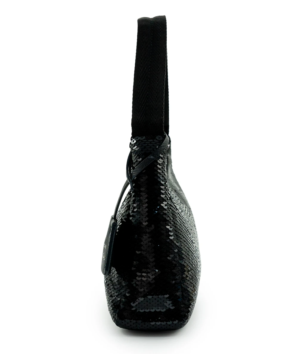 Prada Black  White Re-Edition 2000 Sequinned Mini Shoulder Bag
