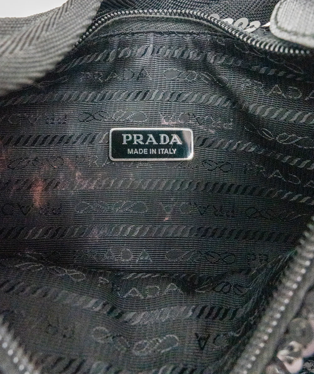 Prada Black  White Re-Edition 2000 Sequinned Mini Shoulder Bag