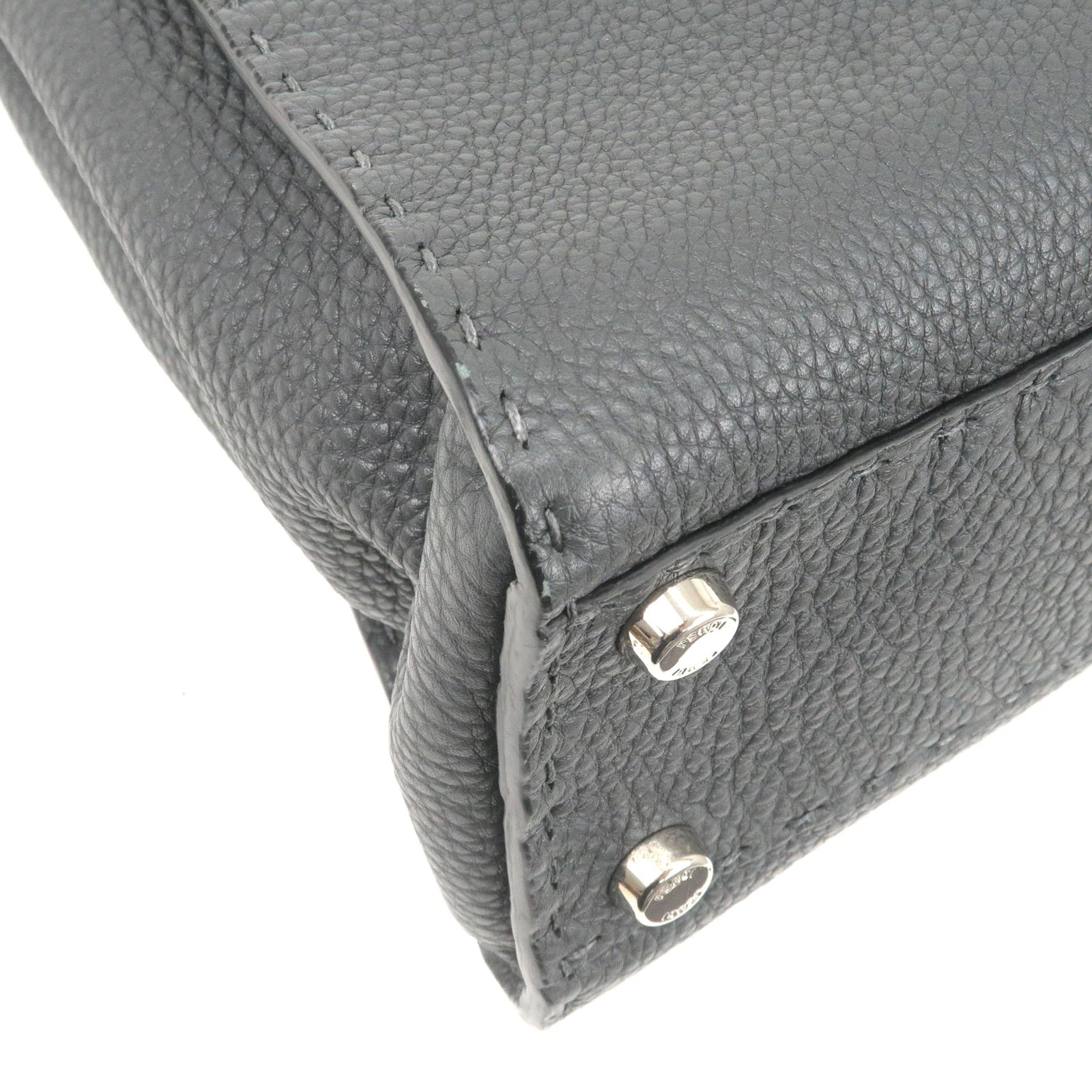 Fendi Grey Selleria Leather Medium Peekaboo Top Handle Bag