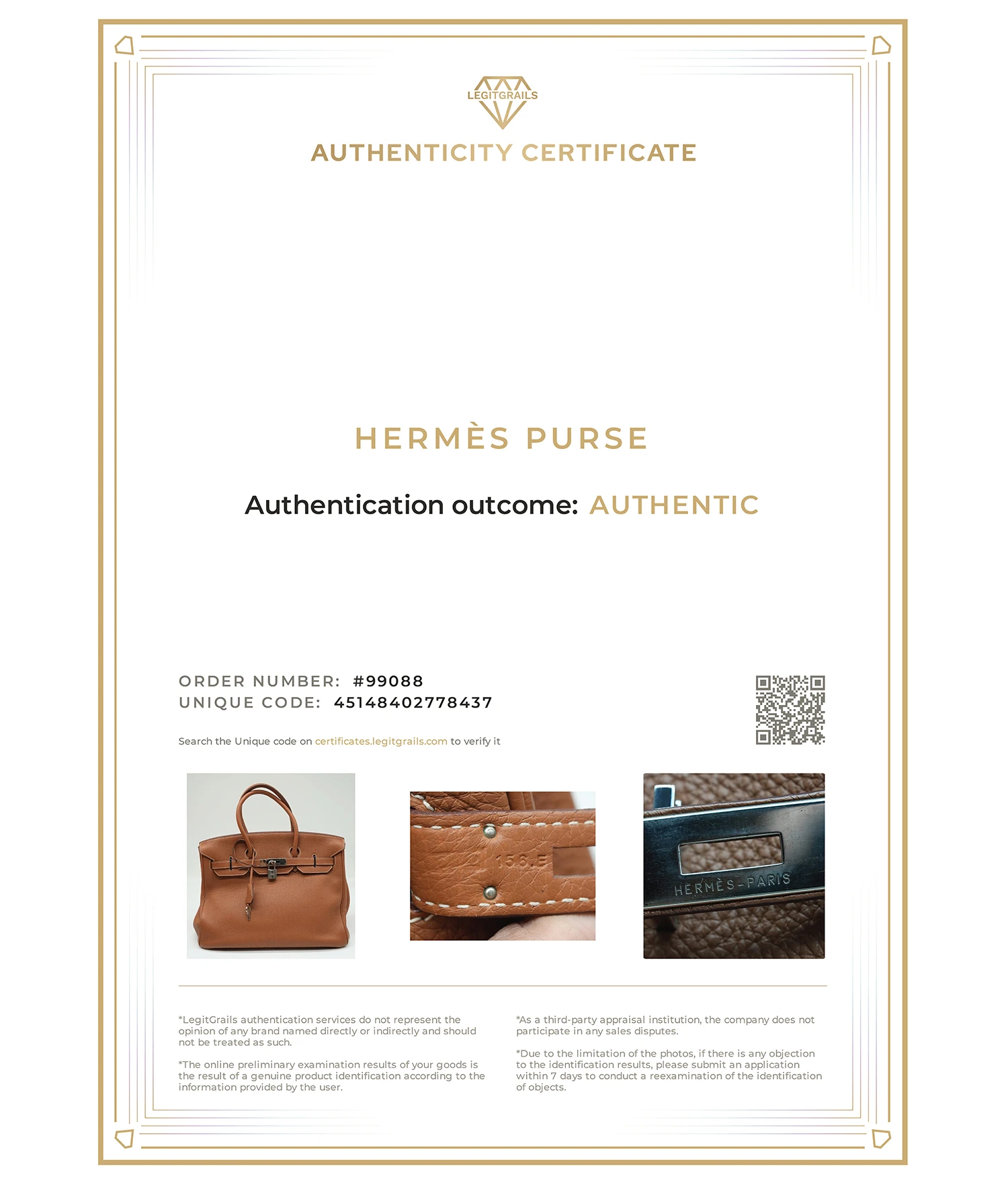Hermes Birkin (Stamp O) Size 35 Togo Leather handbag in Gold with Palladium Hardware