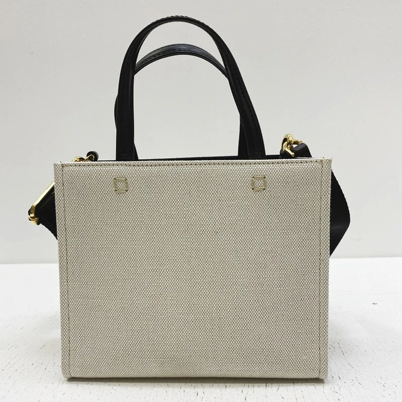 Givenchy  WhiteLinen  Cotton Canvas Mini G Shopping Tote Bag