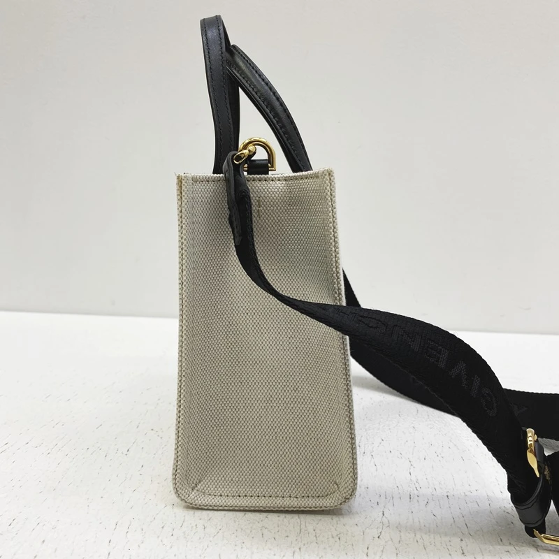 Givenchy  WhiteLinen  Cotton Canvas Mini G Shopping Tote Bag