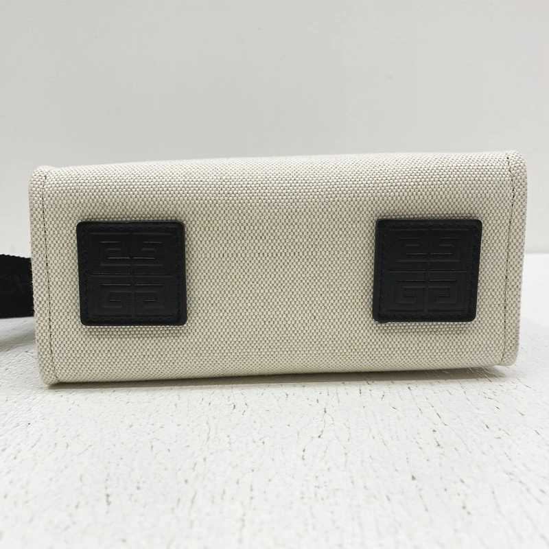 Givenchy  WhiteLinen  Cotton Canvas Mini G Shopping Tote Bag