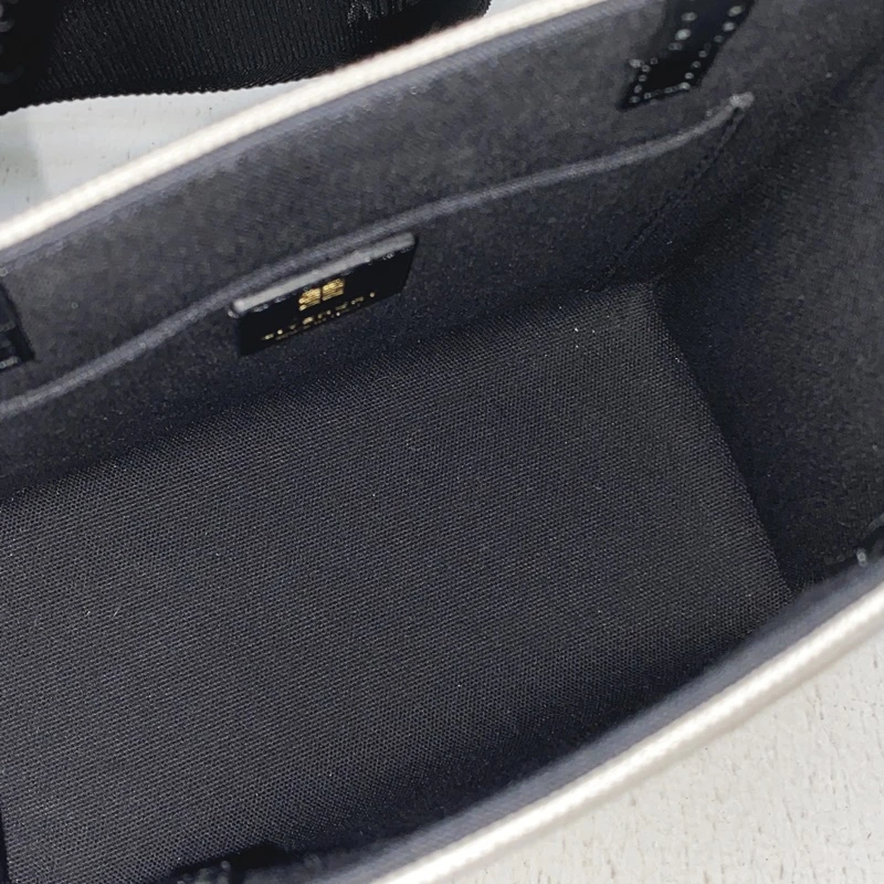 Givenchy  WhiteLinen  Cotton Canvas Mini G Shopping Tote Bag